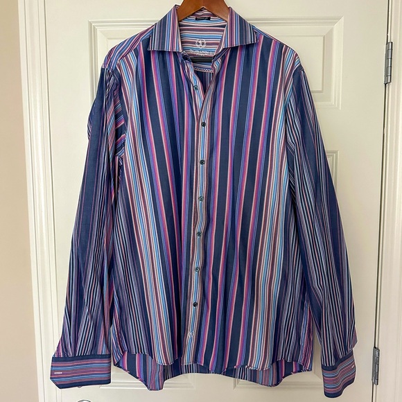 Bugatchi Uomo Striped Button Down Long Sleeve Shirt - Picture 1 of 4